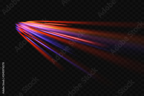 Speed ​​effect. Neon speed lines. Acceleration and speed of movement. Light laser beams.