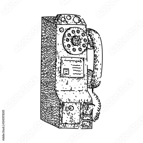 analog rotary telephone sketch hand drawn vector