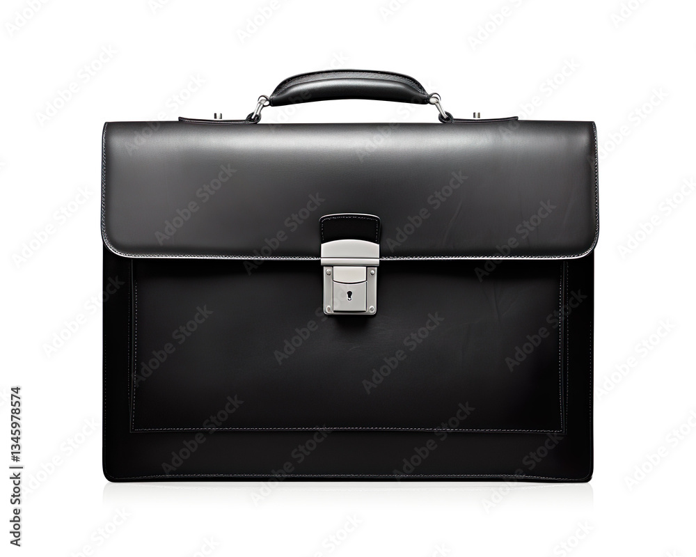 Black Leather Briefcase With Lock And Handle on a transparent background Black Leather Briefcase With Lock And Handle on a transparent background