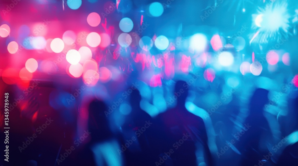 Fototapeta premium Vibrant Nightlife: A Symphony of Lights and Silhouettes