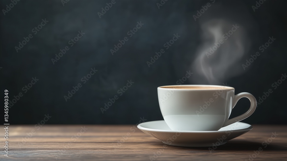 Steaming coffee cup on a wooden table with a dark background. Cozy morning beverage Steaming coffee cup on a wooden table with a dark background. Cozy morning beverage