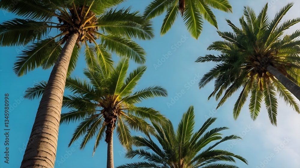 Majestic View of Palm Trees Against a Vibrant Sunset Sky Majestic View of Palm Trees Against a Vibrant Sunset Sky