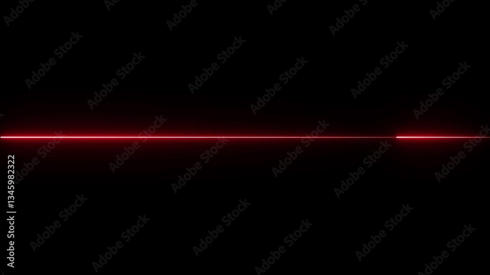 Glowing straight neon laser line animation moving horizontally from right to left on a black screen with futuristic light streak effects.