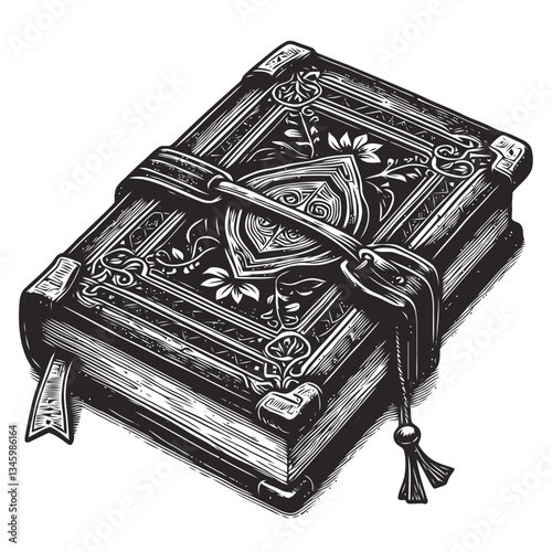 Rustic leather notebook adorned with a weathered bookmark for artistic appeal