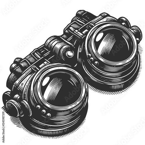 Mechanical steampunk goggles with ornate adjustable lenses and retro appeal