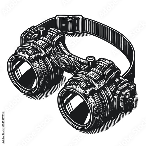 Industrial steampunk goggles with vintage adjustable lenses and intricate gear designs
