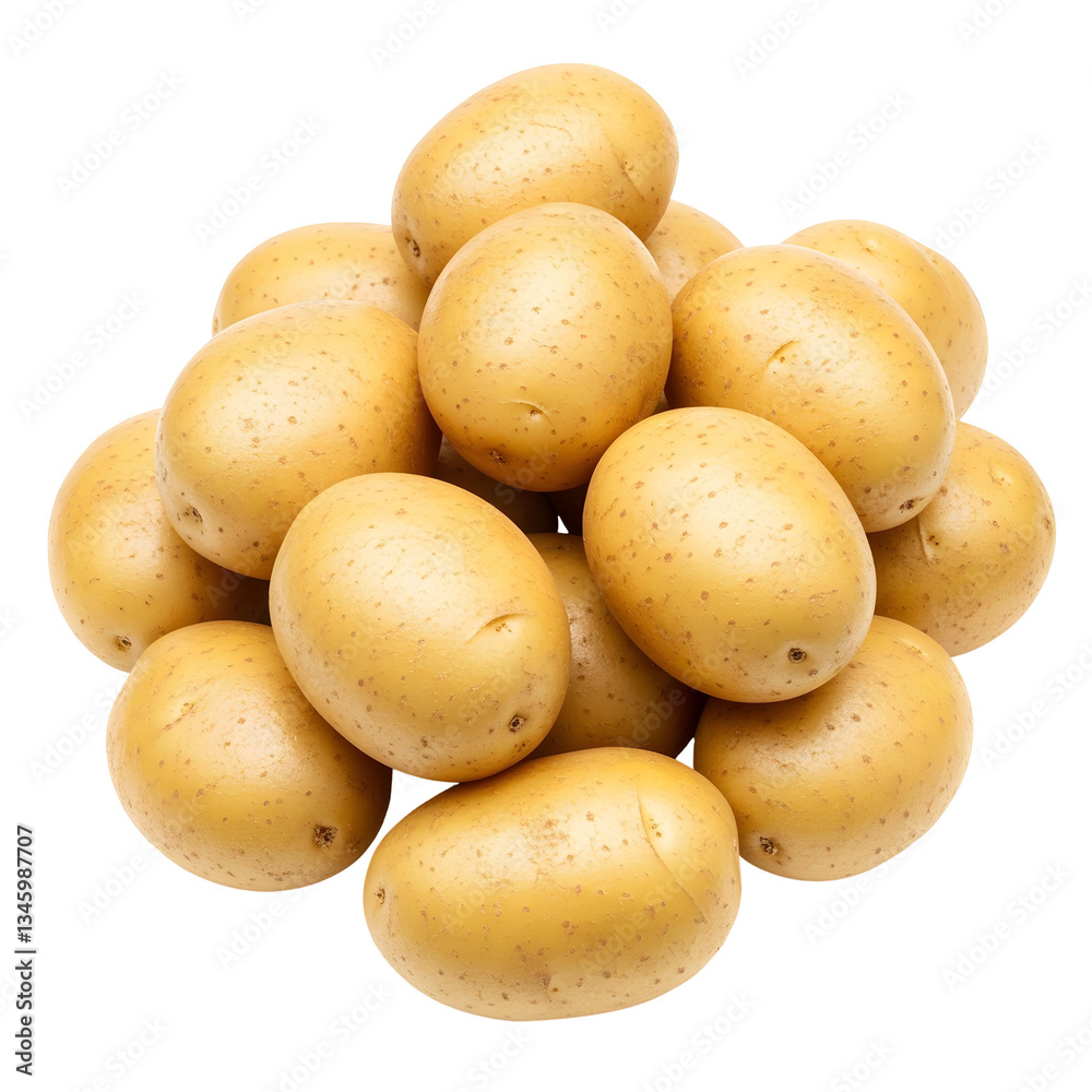 Fresh raw potatoes piled up isolated on transparent background. Fresh raw potatoes piled up isolated on transparent background.
