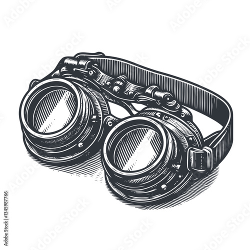 Retro-inspired steampunk goggles with a focus on adjustable lens mechanism