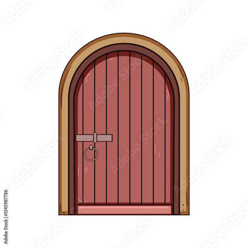 renaissance ancient medieval door cartoon vector illustration