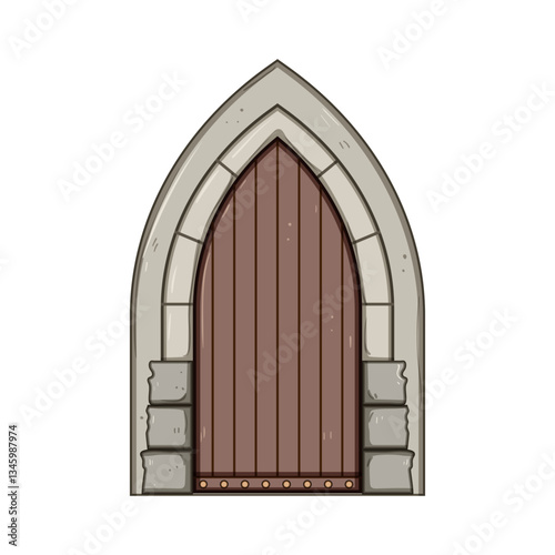 ironwork ancient medieval door cartoon vector illustration
