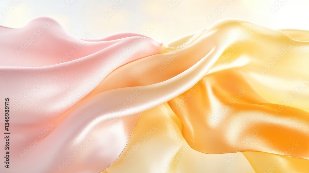 Obraz premium Flowing Silk In Pastel Yellow And Pink Hues