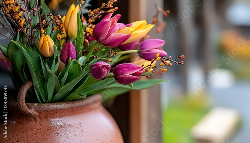 Discover serene beauty with our Moody yet soft tulip arrangement, a floral masterpiece designed to bring tranquility to any space Featuring muted earthy tones, this sophisticated design blends