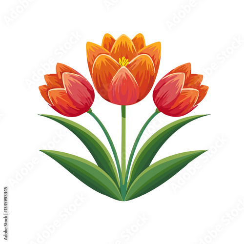 orange tulips flower isolated vector icon design