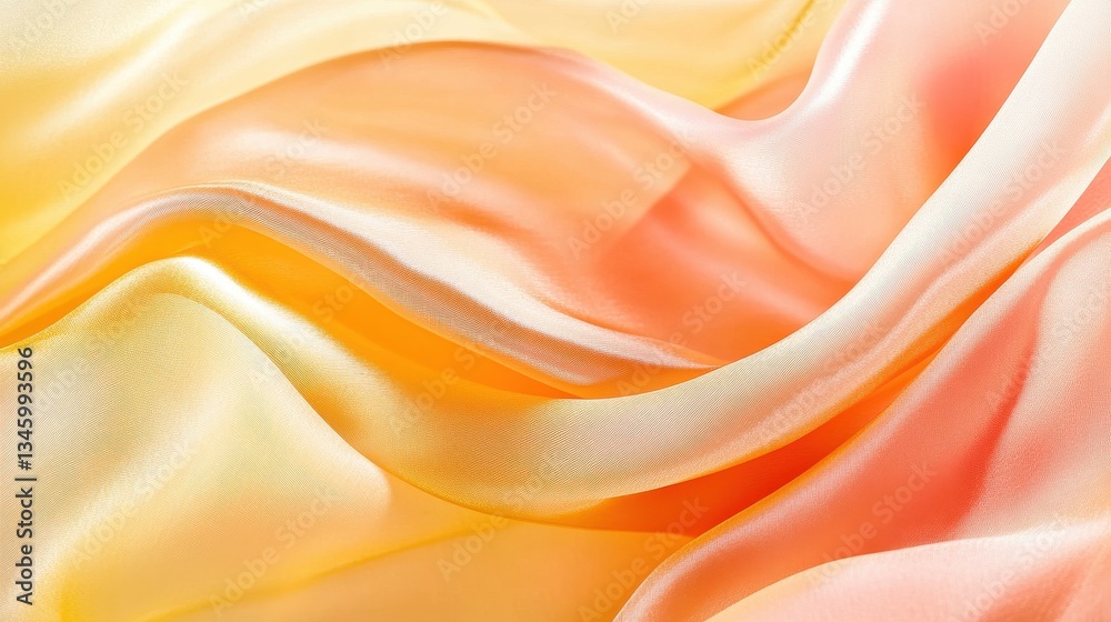 Fototapeta premium Cheerful Folds Of Pink And Yellow Silky Fabric.