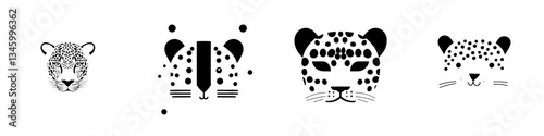 Cartoon portrait of a redhead beast of wildlife, symbolizing hunting, is a modern illustration of a jaguar head with an aggressive cat's front face isolated on a white background
