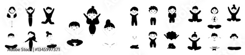 Modern illustration of kids doing yoga in various poses