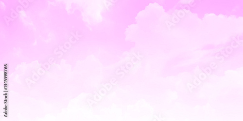 Pink sky with white clouds. valentine's day sweet dream background love and happiness