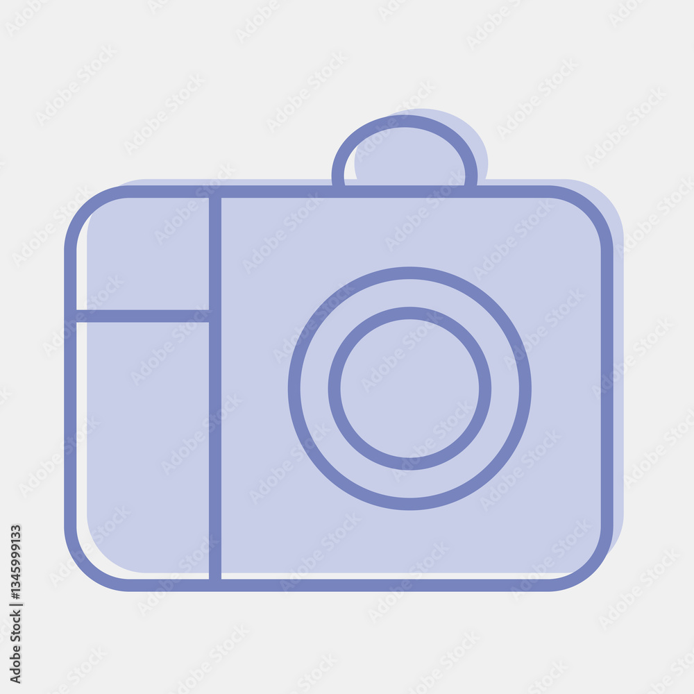 Icon camera. Camping and adventure elements. Icons in two tone style. Good for prints, posters, logo, advertisement, infographics, etc. Icon camera. Camping and adventure elements. Icons in two tone style. Good for prints, posters, logo, advertisement, infographics, etc.