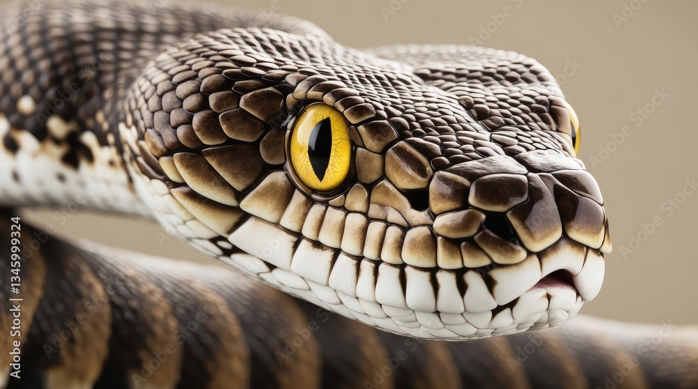 Obraz premium A close up of a snake's head with yellow eyes