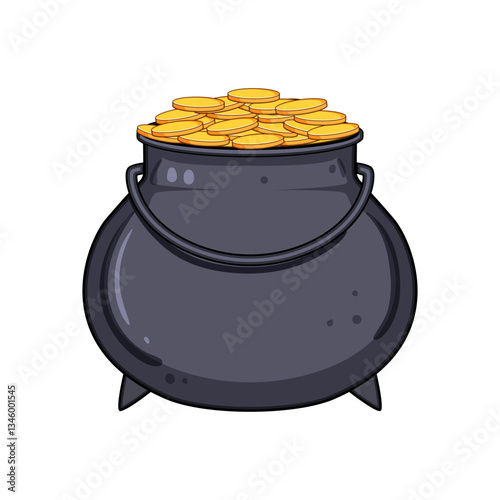 myth leprechaun gold pot cartoon vector illustration