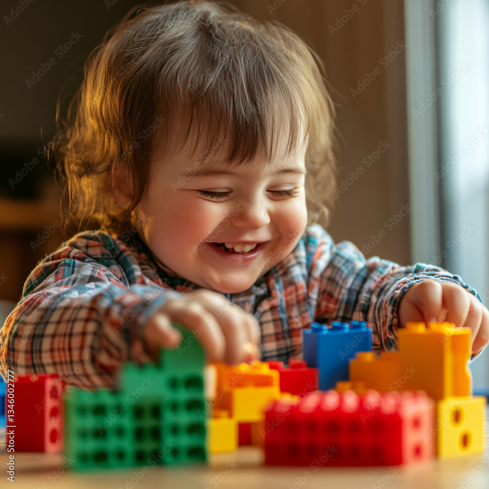 little girl playing with blocks