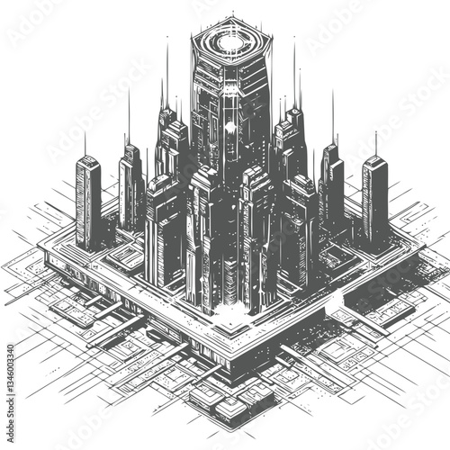 Innovative futuristic skyscraper with elegant design and metropolitan allure