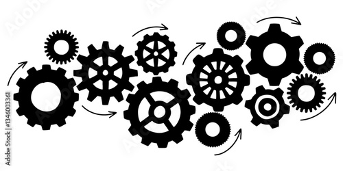 Concept of business idea. Doodle sketch style of Hand drawn gear vector illustration.