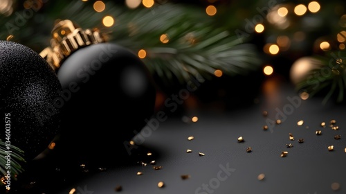 Elegant Christmas Ornaments on Dark Background