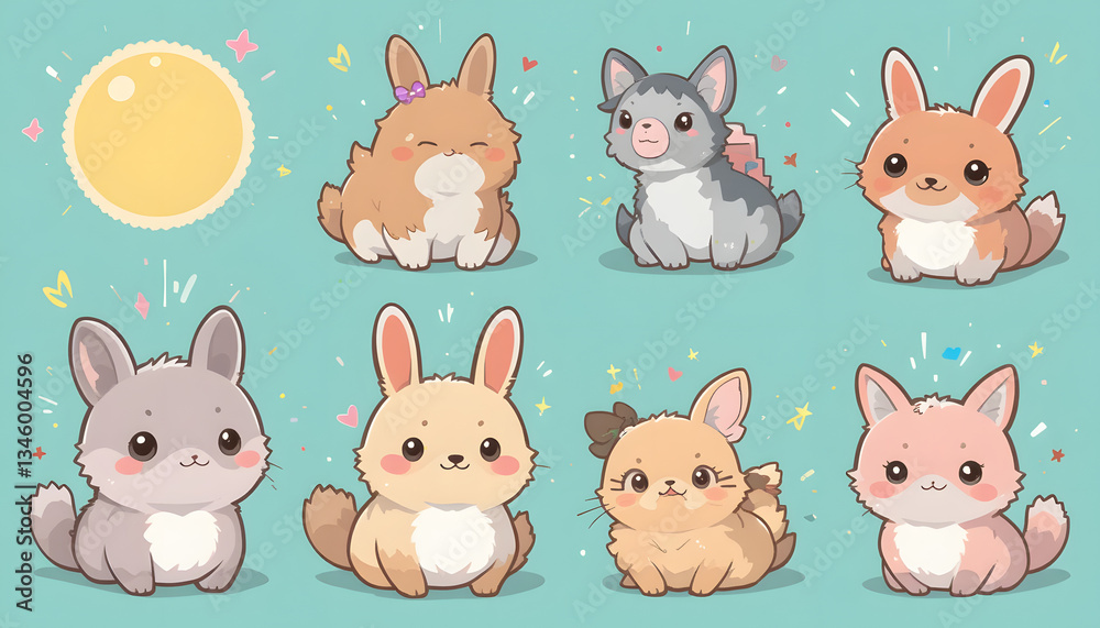 Obraz premium set of easter rabbits clipart