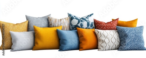 collection Set of different decor styles of vantage and modern bedding or sofa cushion or pillow styles for interior decoration furniture cutouts, precise isolated on white. Generative AI