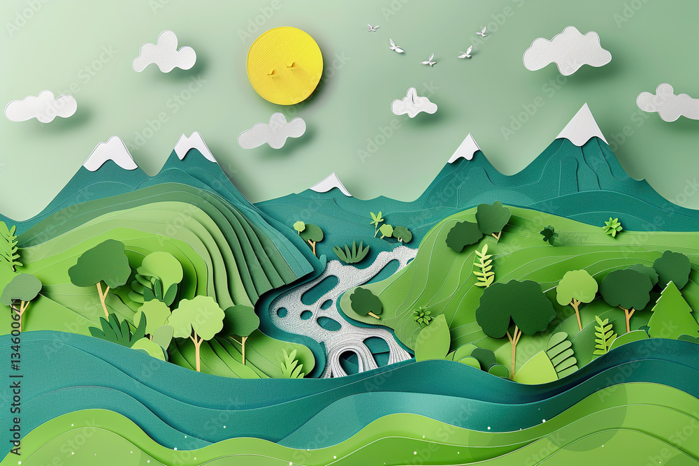 Obraz premium Greeting card with holiday composition for world environment day, abstract vivid composition consists of fictional unreal fantastic vision on background