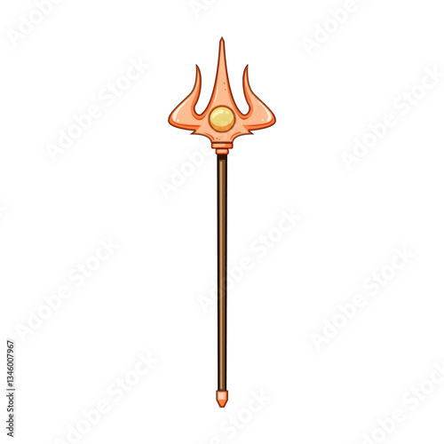 aquatic trident magic cartoon vector illustration