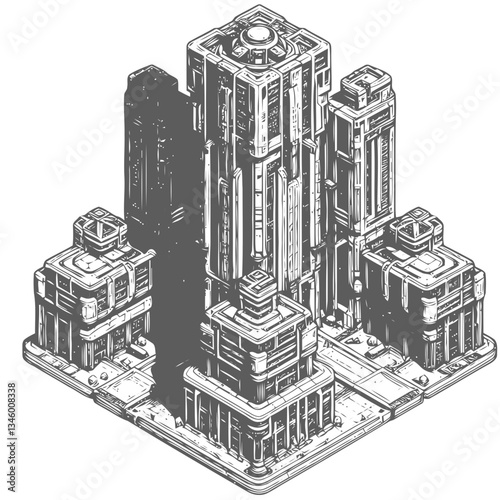 Modern urban futuristic skyscraper blending advanced design and artistic elements