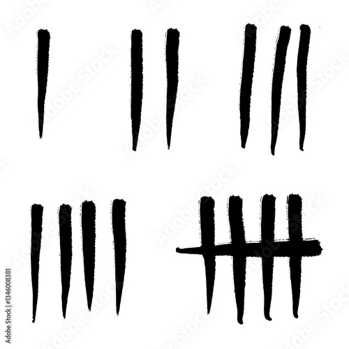Doodle sketch style of Hand drawn Count bar cartoon vector illustration. Count the days counted in slashes on the walls of a prison or deserted island .