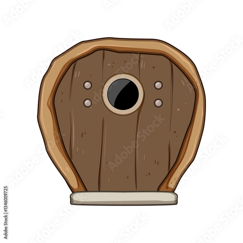 charm wooden door fairy tale house cartoon vector illustration