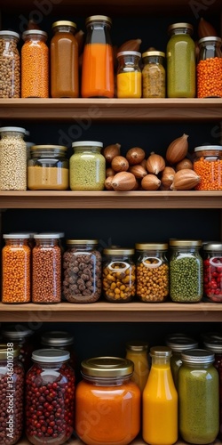 Wallpaper Mural A well-stocked pantry, with an assortment of dry goods and spices Torontodigital.ca