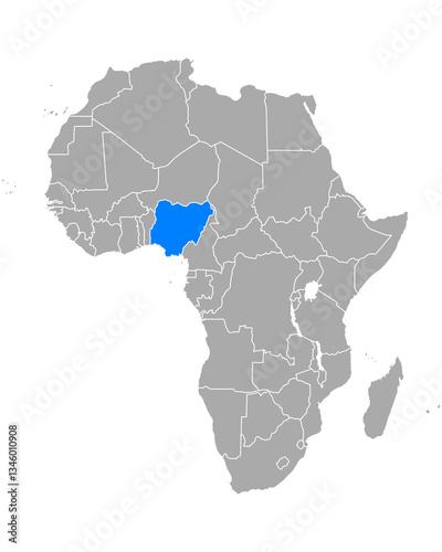 Karte von Nigeria in Afrika