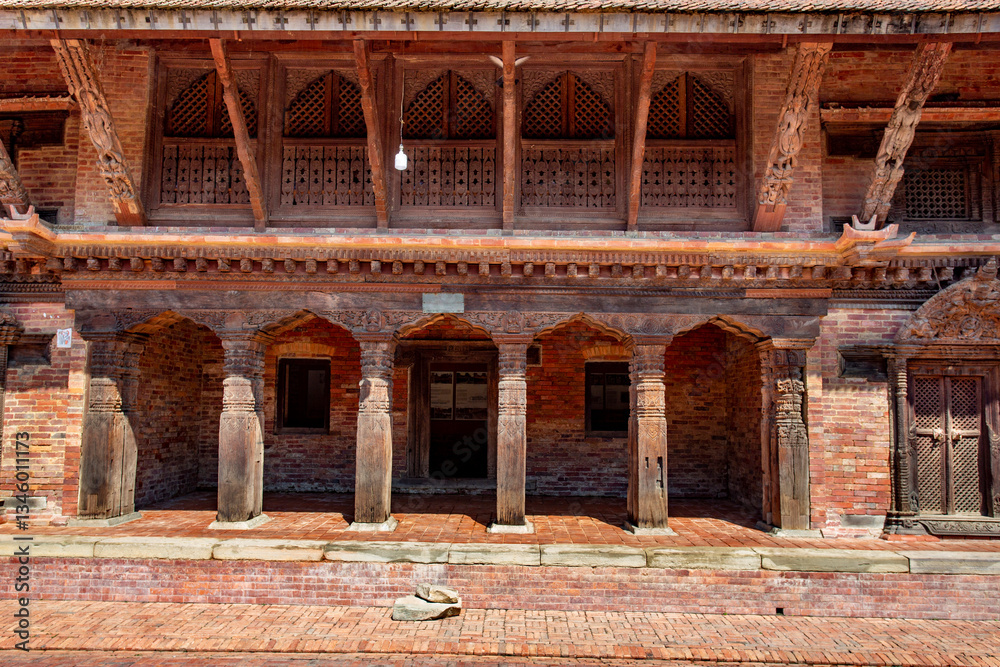 Obraz premium Scenery of Patan Durbar Square at Kathmandu, Nepal. Kathmandu ancient temples and shrines Patan Durbar Square panorama Nepal
