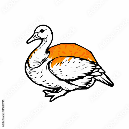 black outline vector of a whole roast goose with crispy golden skin