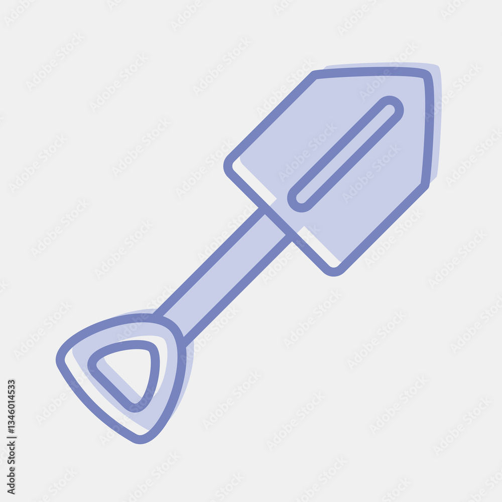 Icon shovel. Camping and adventure elements. Icons in two tone style. Good for prints, posters, logo, advertisement, infographics, etc. Icon shovel. Camping and adventure elements. Icons in two tone style. Good for prints, posters, logo, advertisement, infographics, etc.