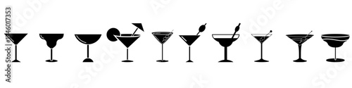 Martini icon vector set. Espresso martini illustration sign collection. Martini glasses symbol or logo.