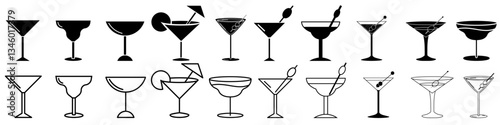 Martini icon vector set. Espresso martini illustration sign collection. Martini glasses symbol or logo.