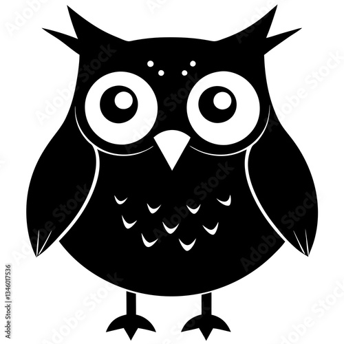 A silly owl with upside down eyes silhouette vector illustration 