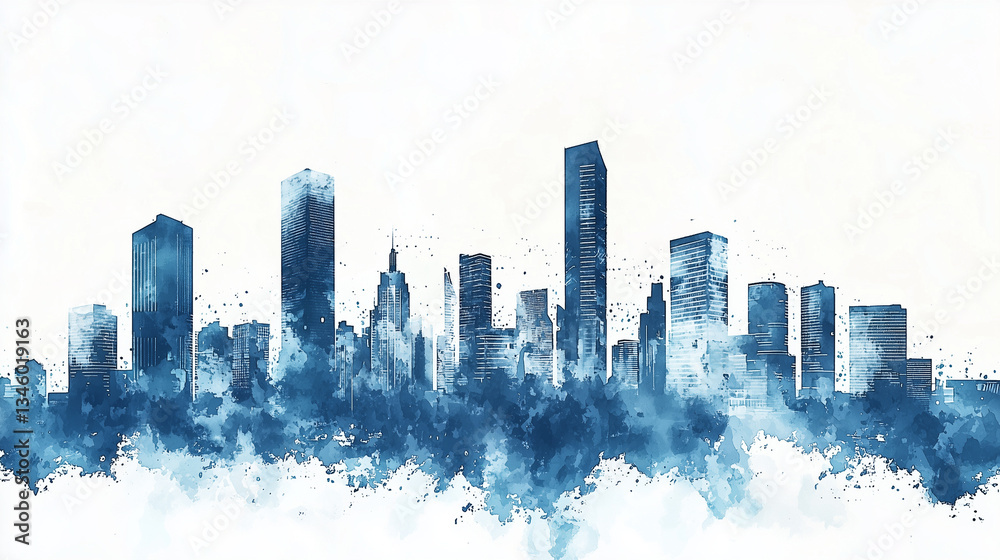 Obraz premium 未来都市の幻想的な水彩アート