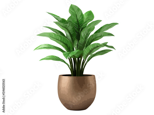 A vector illustration of a potted plant in side view, showcasing vibrant greenery and a simple, modern design, perfect for home decor or nature-related themes.