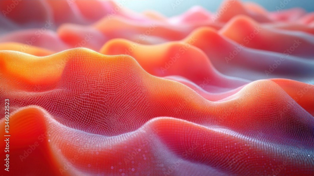 Fototapeta premium Abstract orange waves digital landscape background