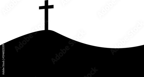 Good Friday Cross on Hill - Christian Crucifixion Silhouette Vector
