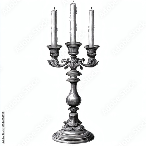 A candle holder with three candles in it