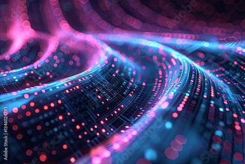 Digital Data Flow Illustration for Business Artificial Intelligence and Communication System