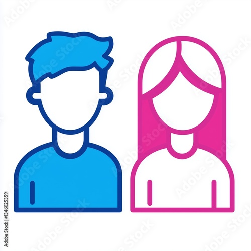 A simple icon depicting an adult male and female figure